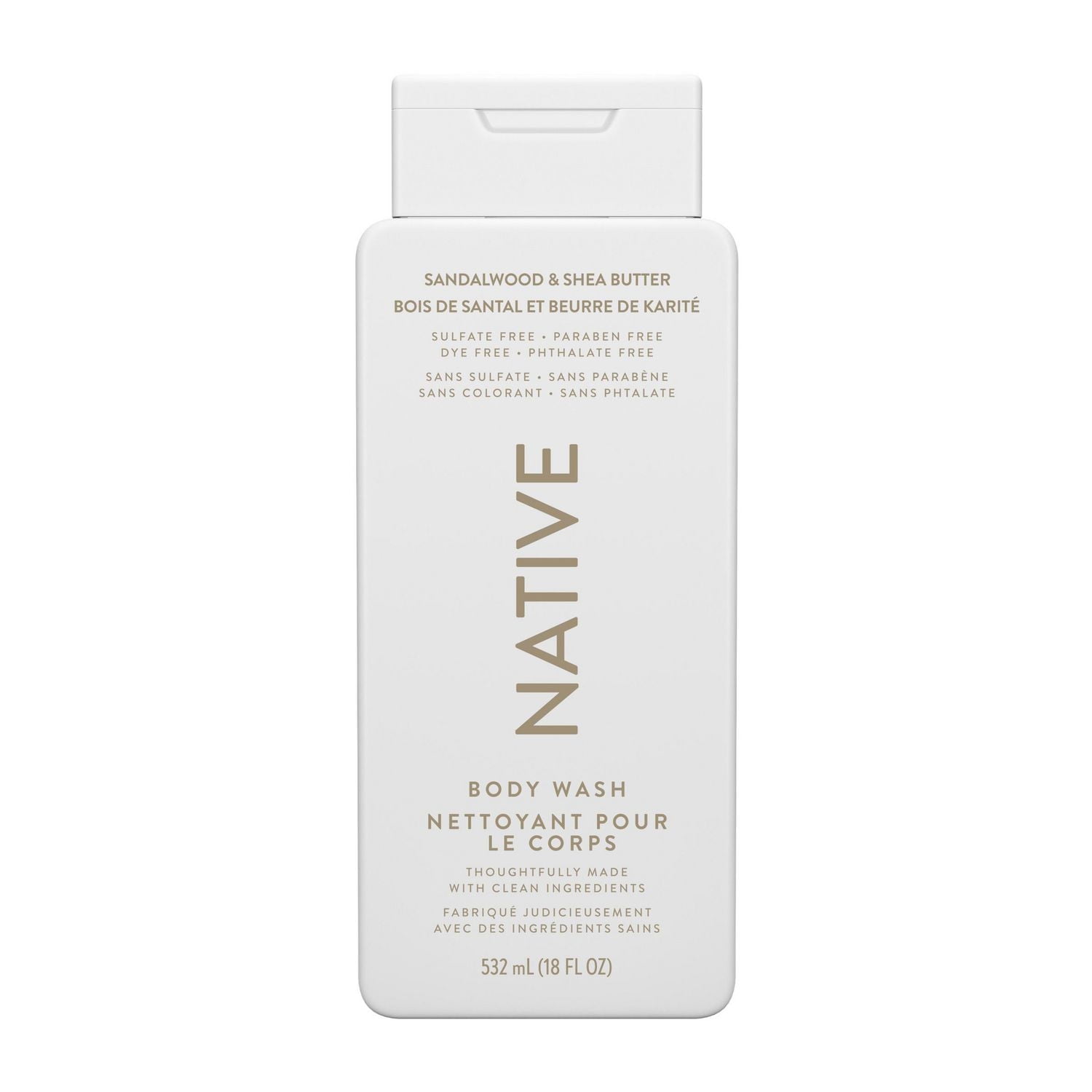 Native Natural Body Wash, Sandalwood & Shea Butter, Sulfate Free, Paraben Free, 532 mL