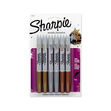 Sharpie Metallic Permanent Markers, Assorted, Fine Point, Assorted Colors, 6 Count, 6 Pack