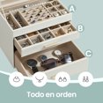 thumbnail image 4 of Caja de Joyas con Tapa de Vidrio, 4 Niveles, 3 Cajones, para Gafas de Sol, Grande, Blanco,Blanco, 4 of 11