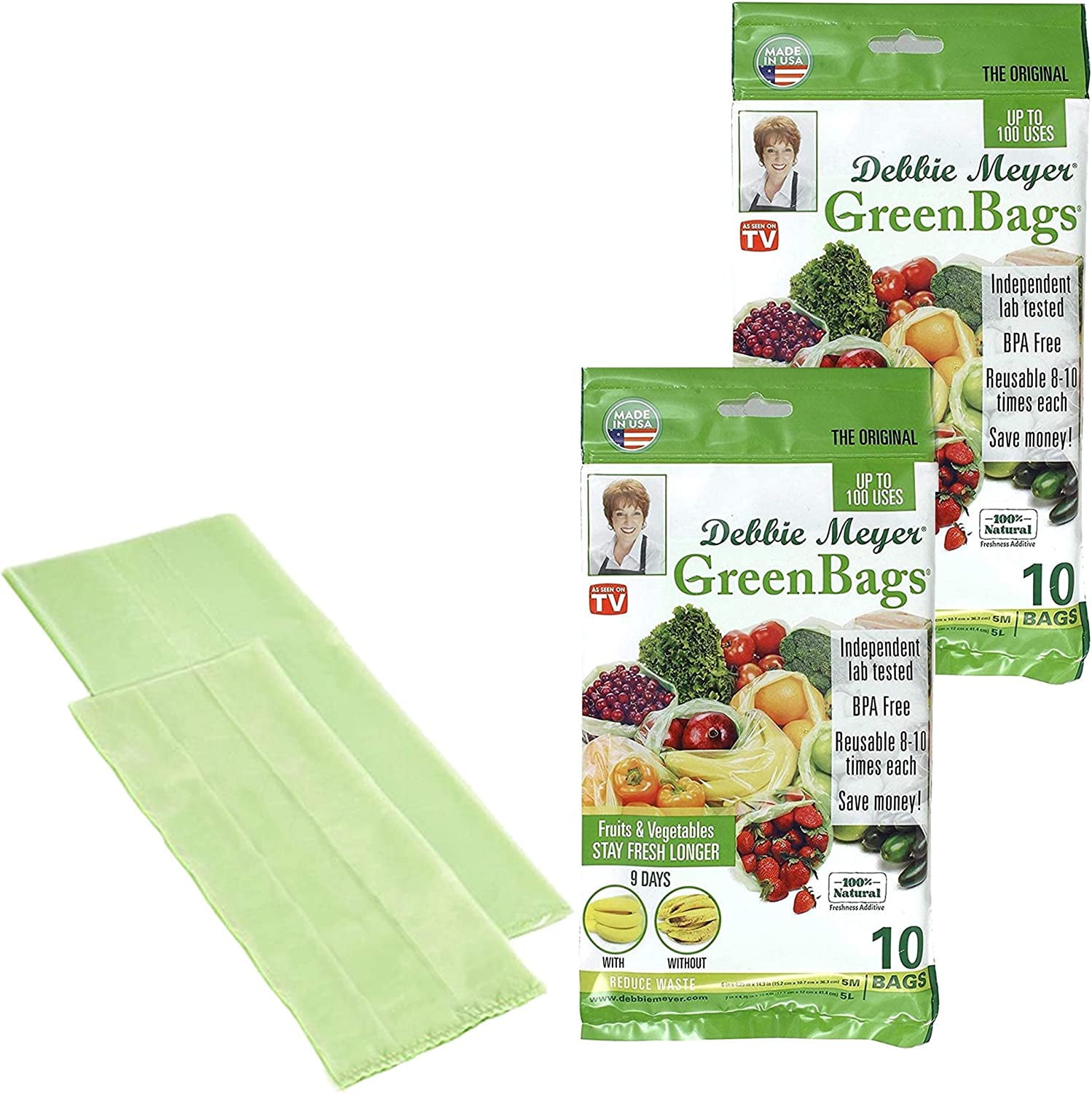 Debbie Meyer GreenBags 20-Pack (8M, 8L, 4XL) – Keeps Fruits, Vegetables,  and Cut Flowers, Fresh Longer, Reusable, BPA Free, Made in USA