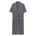 thumbnail image 6 of Gealkoca Men’s Summer Bathrobe Lightweight & Breathable Short Sleeve Robe with Pockets Men's Solid Color V Neck Belt Bathrobe, 6 of 9