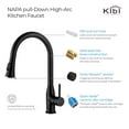 thumbnail image 5 of KIBI High Arc Pull Out Single Level Lead Free Brass Kitchen Faucet with Sprayer & Soap Dispenser, 5 of 10