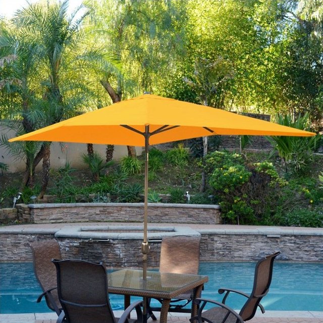 Jeco Parasol de Marché en Aluminium 6.5 Pieds x 10 Pieds Inclinable avec Manivelle