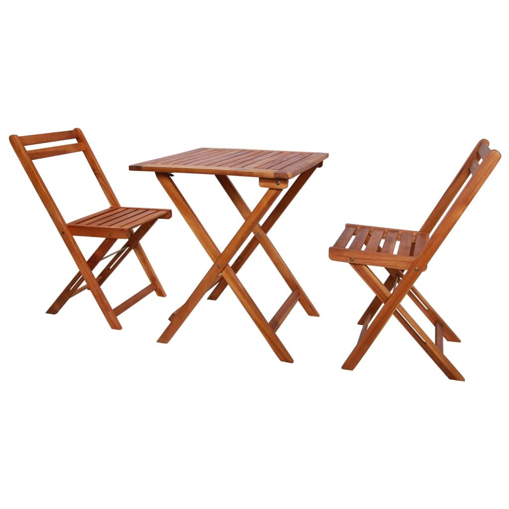 Kepooman 23.6" Outdoor Patio Folding Wooden Square Bistro Table Set, Set of 3, Brown