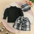 thumbnail image 5 of Zshosam Fall Outfits for Girls Baby Girl Clothes Sets Ruffle Sleeve Tops Mini Skirts Sets Fall Winter Outfits for Toddler Size 9 12 Months,(Black 9-12 Months), 5 of 8