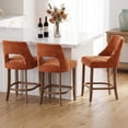 thumbnail image 4 of JESTOP Bar Stools Set of 2, Upholstered Counter Height Bar Stools, Modern Counter Stools with Wood Legs for Kitchen Island Dining Room Bar, Orange, 4 of 9