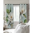 thumbnail image 3 of White Floral Blackout Curtains 63 Inches Long, Magnolia Flower Bud Green Leaf 2 Panels, Thermal Insulated Room Darkening Drapes with Grommets, 52W x 63L Each Panel, 3 of 9