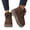 Coffee, variant on Womens Faux Suede Lace up Winter Boots Fleece Lined Heart Metal Decor Non Slip Thick Sole Ankle Booties