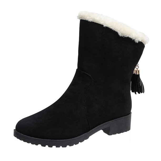 Botas de mujer, botas cortas, botas de algodón, botas de punta redonda y suela plana, botas de nieve hope