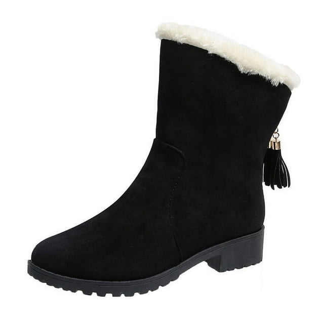 Botas de mujer, botas cortas, botas de algodón, botas de punta redonda y suela plana, botas de nieve hope