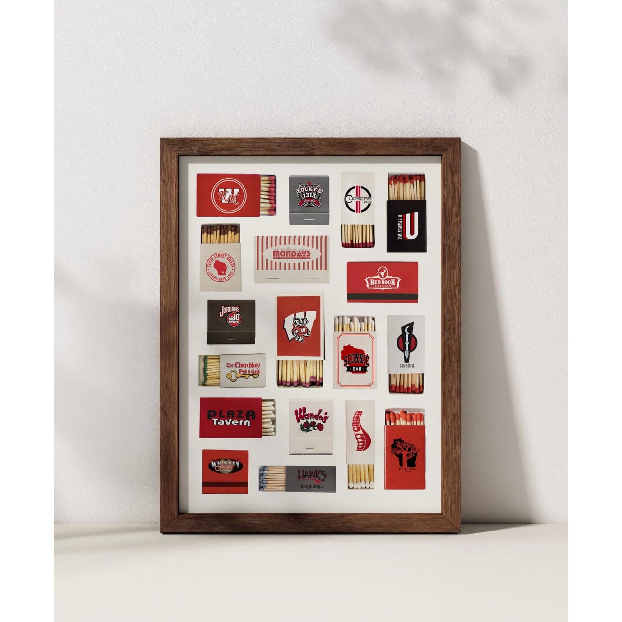 University Of Wisconsin Matchbook Wall Art Wisco Dorm Decor College Matchbox Print Madison Uw Badgers, Unframed Paper Print