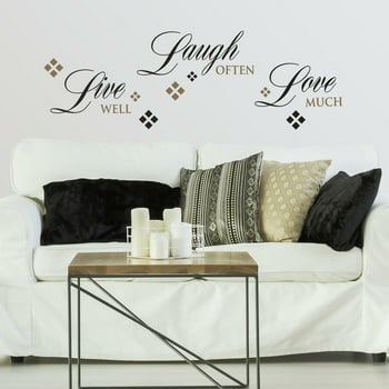 RoomMates Live Laugh Script Peel and Stick Wall Decal, Black, 16.40 Inches X 15.79 Inches