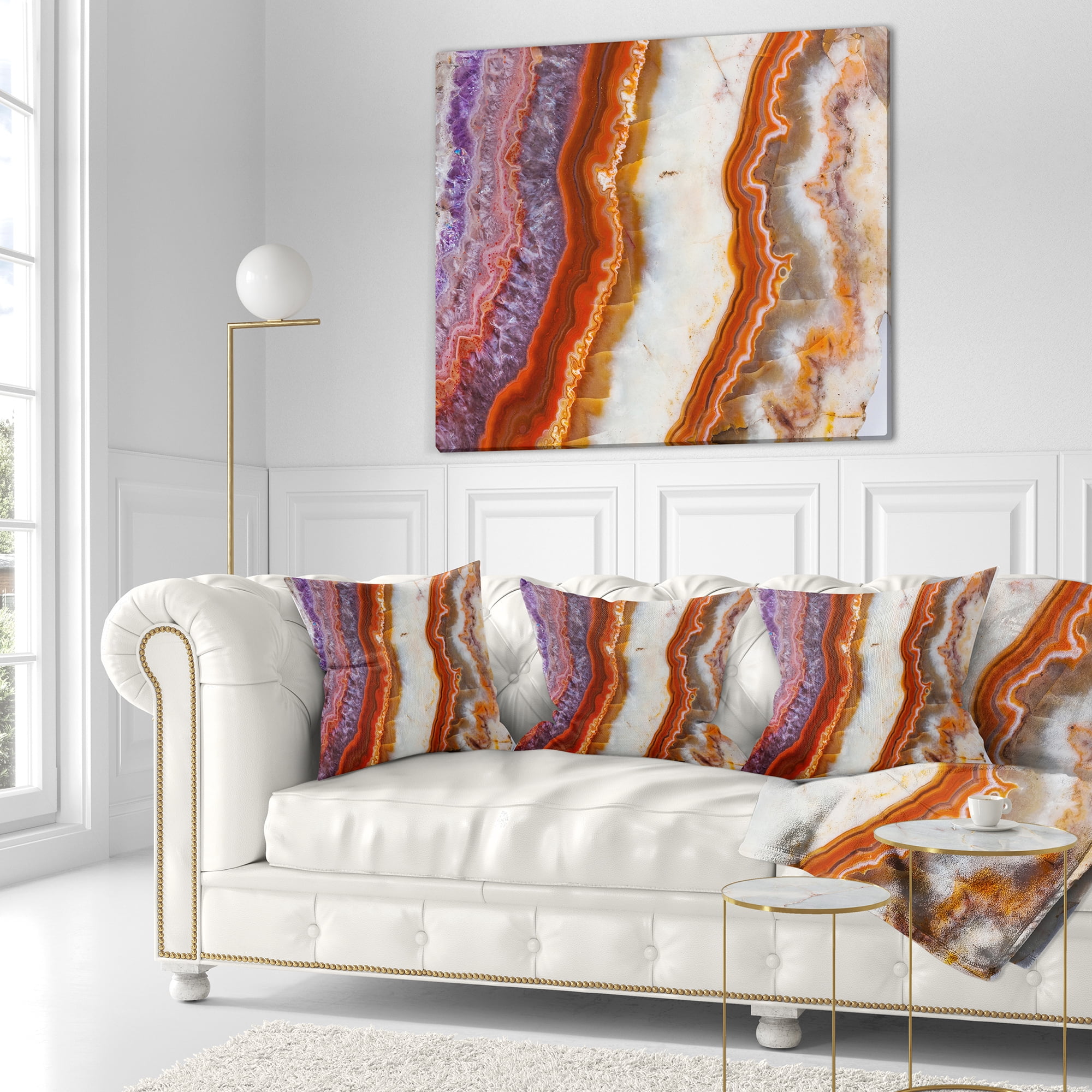 Designart Colorful Stone Stripes - Abstract Throw Pillow - 16x16