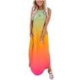 thumbnail image 1 of Lenago Robe Sans Manches Grande Taille pour Femmes Imprimée Sans Manches Croisée devant Longue Robe d'Été Plage en Solde, 1 of 4