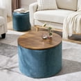thumbnail image 2 of Lunale Round Storage Ottoman Set of 2, Chenille Upholstered Coffe Side Tables for Living Room, Dark Blue, 2 of 7