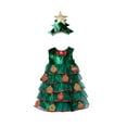 thumbnail image 4 of Conjunto de vestido y sombrero de de Navidad para niños, juego de roles, disfraces para espectáculo en el escenario 110 centímetros, 4 of 8