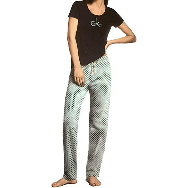 Calvin Klein Underwear Women's 2 Piece Pajama Set (Blue, Medium) -  