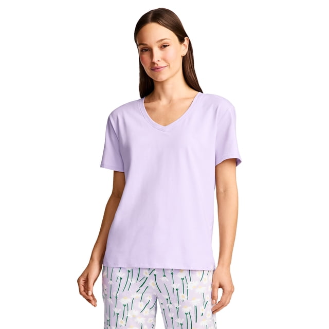 Jockey Women's Organic Cotton Stretch Short Sleeve V-Neck Top