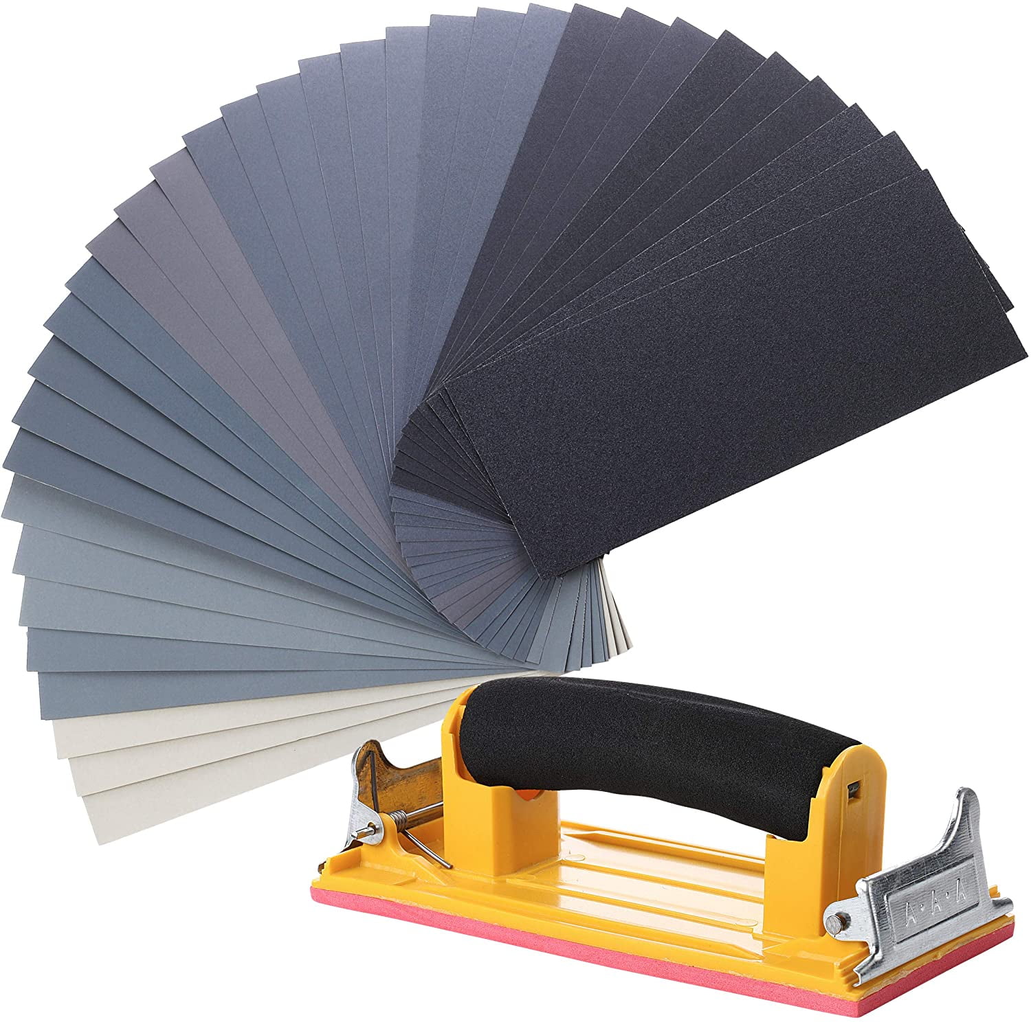 Bates- Sand Paper with 1 Handle, 36 Pack, Sandpaper, Sandpaper Assortment, Sand Paper Variety, Sanding Block, Sandpaper Block, Sandpaper for Wood, Automotive Sandpaper, Sand Block, Fine Grit Sandpaper