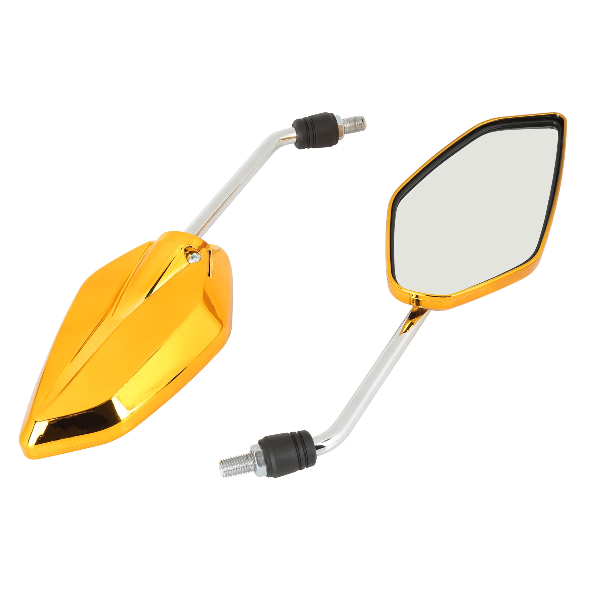 Pair Universal Gold Tone Motorcycle Mirror Side Rearview Mirrors