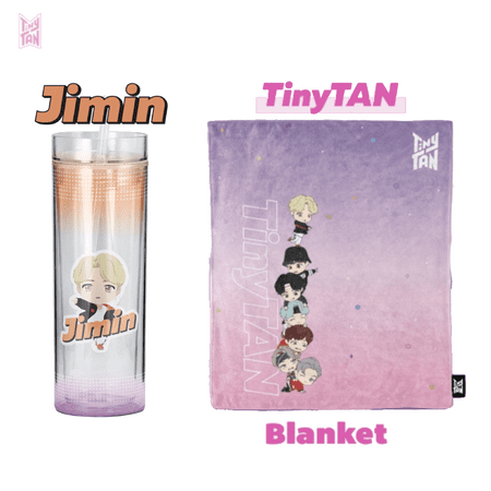 

BTS TinyTAN Official BTS Ice Cup Tumbler 11.8 oz Jimin w/ Piggyback Blanket
