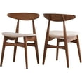 thumbnail image 4 of Chelsea Lane Mid Century Modern Beige Upholstered Wood Dining Room Side Chairs, Set of 2, Walnut Finish, 4 of 4