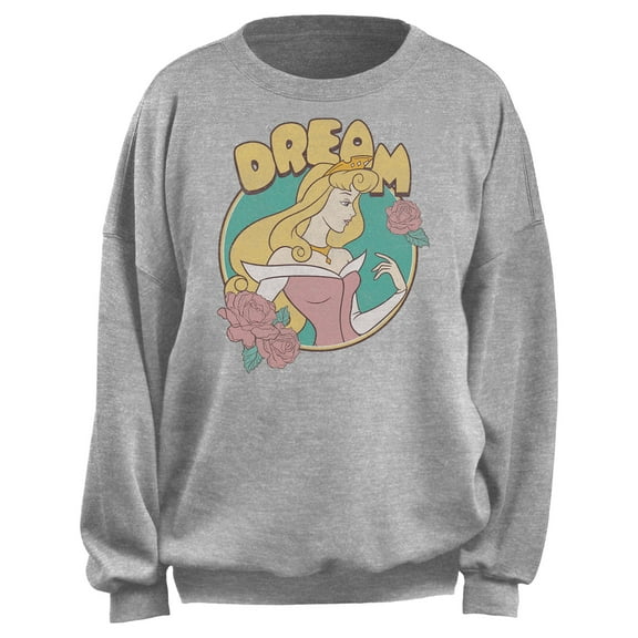 Junior's Sleeping Beauty Aurora Dream Circle  Sweatshirt Heather Gray Medium