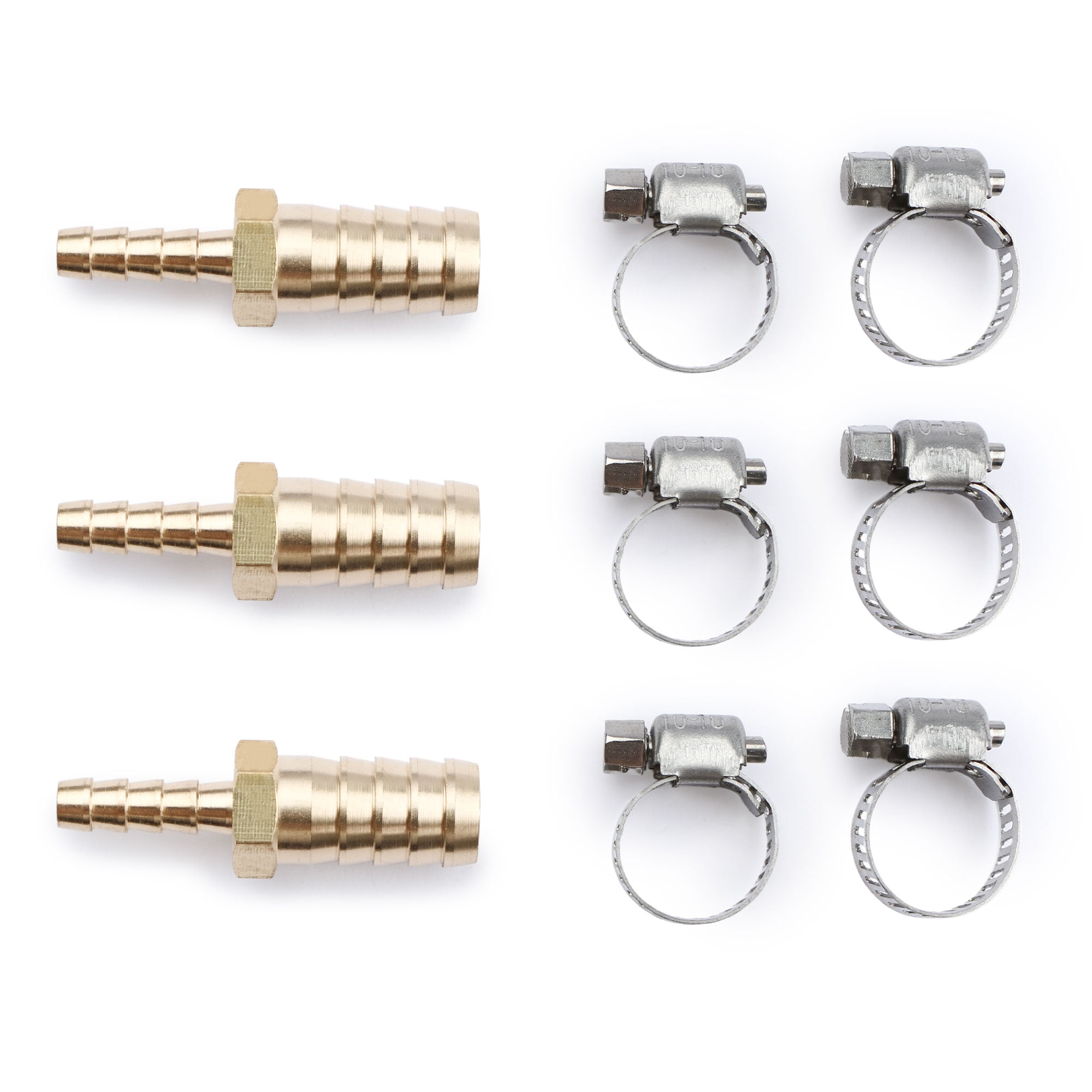 U.S. Solid Brass Hose Barb Reducer Barb Fitting Kits With 6 Clamps Pack