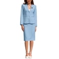 thumbnail image 2 of INSPIRE CHIC Women's Skirt Suit Set 2 Piece Outfit Business Work Blazers and Pencil Skirts with Brooch Pin L Grey Blue, 2 of 5