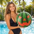 thumbnail image 6 of Summerween Outdoor Halloween Decorations 16in Watermelon Jack O Lantern Inflatable Beach Balls Pool Floats, 6 of 7