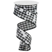 1.5" Paw Print Bone Check Ribbon: Black/White (10 Yards)