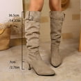 thumbnail image 4 of Dasayo Women Boots Footwear Yellow Mid-Calf Wide Calf Slouch Pointed Toe High Heel Dress Boots Shoes for Women 38, 4 of 9