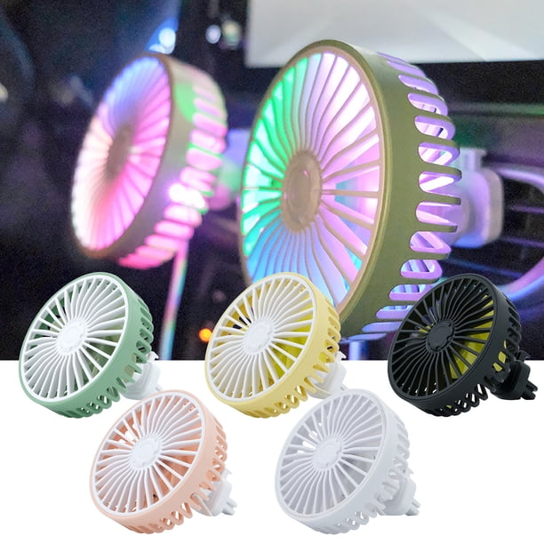 Ventilador USB para coche con luz ambiente RGB y aromaterapia - Ventilador multifunción giratorio de 360° de 3 velocidades para vehículo, hogar, oficina - Ventilador de refrigeración USB de 5V con