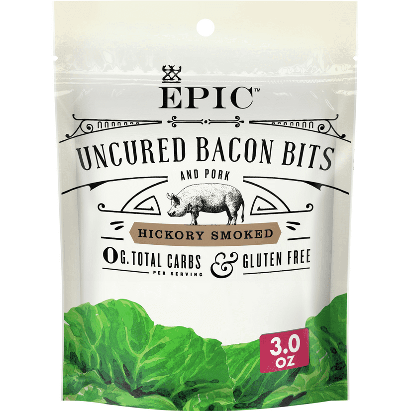 EPIC Hickory Smoked Uncured Bacon Bits, Keto Friendly, Whole30, 3oz