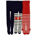 thumbnail image 2 of TeeHee Little Kids Girls Fashion Cotton Tights 3 Pair Pack, 2 of 6