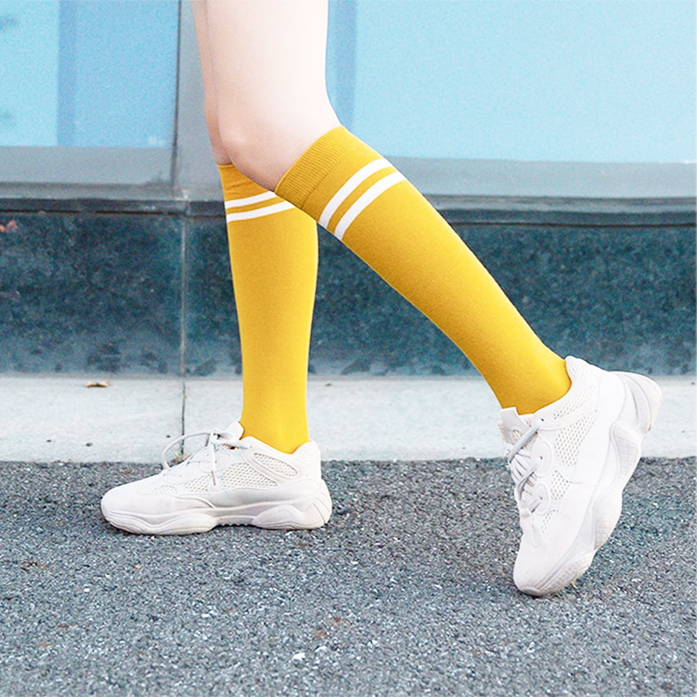 1 Pair Kids Soccer Socks Knee High Socks Striped Socks for