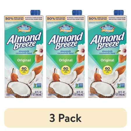 (3 pack) Almond Breeze Coconut Original Shelf-Stable Almondmilk Gluten free, 32 oz