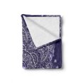 thumbnail image 2 of Ethnic Soft Flannel Fleece Throw Blanket, Floral Ornament Round Mandala Paisley Inspired Retro Style, Cozy Plush for Indoor and Outdoor Use, 70" x 90", Lavender Blue Indigo, by Ambesonne, 2 of 6