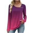 thumbnail image 5 of Htigea Women's Fall Shirts Gradient Color Long Sleeve Boho Tops Casual Loose Fit Blouse with Buttons Hot Pink XL, 5 of 7