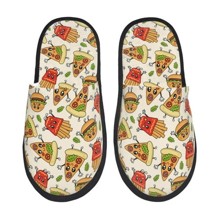 

House Slippers for Women and Men Cute French Fries Burger Comfy Fuzzy Bedroom Slippers Furry Home Shoes for Indoor Outdoor