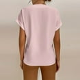 thumbnail image 4 of Basic T Shirts for Women Ladies Summer Casual Roll Short Sleeve V-Neck Solid Color Blouse Women's Shirt, 4 of 7