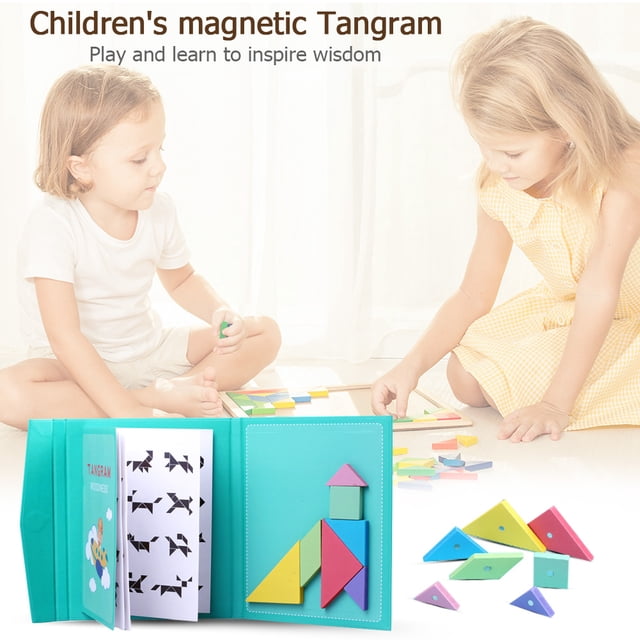 Rompecabezas Tangram magnético de madera, rompecabezas para niños, juguete educativo de aprendizaje Montessori para niños