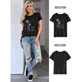 thumbnail image 4 of NFTOEIULA Women Dandelion Graphic Letter Print Crew Neck Short Sleeve T-Shirt, 4 of 7