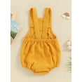 thumbnail image 4 of Suealasg Newborn Boy Girl Cotton Linen Romper Infant Baby Summer Cute Overalls Clothes 3M 6M 12M 18M 24M Sleeveless Square Neck Backless Jumpsuit, 4 of 9