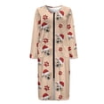 thumbnail image 3 of Yuyamidu Xmas Dog Zipper Bathrobe for Women Lightweight Long Sleeve Robes Nightgowns Dog Paw Mid-Calf Length Bathrobes Christmas Robes Zipper Front Housecoat Size L, 3 of 7