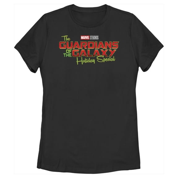 Women's Guardians of the Galaxy Holiday Special Red and Green Logo  Graphic Tee Black 2X Large