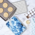 thumbnail image 5 of Two Pieces Of Square Heat Insulation Pad Oven Mitts 7x9.8 Inch Oven Microwave Kitchen Cooking Baking Cartoon Blue Roses Seamless, 5 of 7