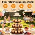 thumbnail image 3 of Qissep 4 Tier Cupcake Stand for 38 Cupcakes, 360 Rotatable Wooden Round Tier Tray Stand, Cupcake Holder, Round Tiered Tray Serving Display for Weddings Birthday Baby Shower Tea Party, 3 of 6