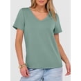 thumbnail image 5 of ANRABESS Womens Short Sleeve Tops Casual V Neck Wrinkle - Free Basic T Shirts Summer Cute Tee 2026 Spring Fashion Clothes Light Green X-Large, 5 of 7