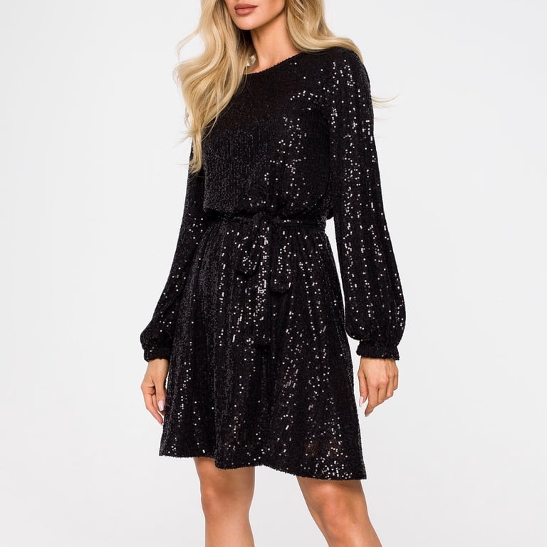 black sparkly graduation dress Sparkly Sequins Black Mini Homecoming Dresses, Graduation Dresses, MH640